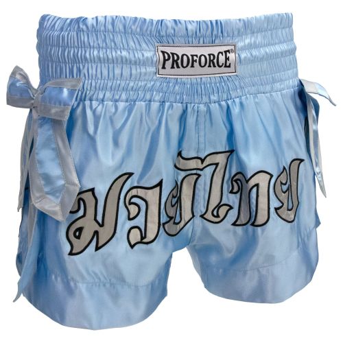 ProForce Sport® Angel Wing Muay Thai Shorts - w/ Light Blue Bows