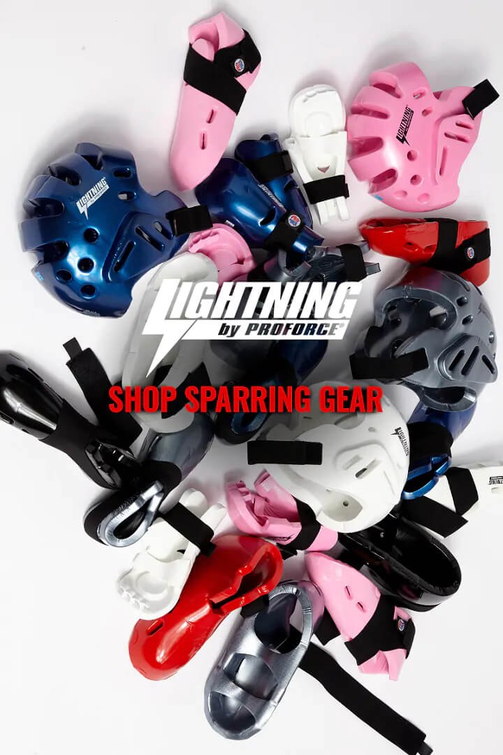 A selection of sparring equipment.